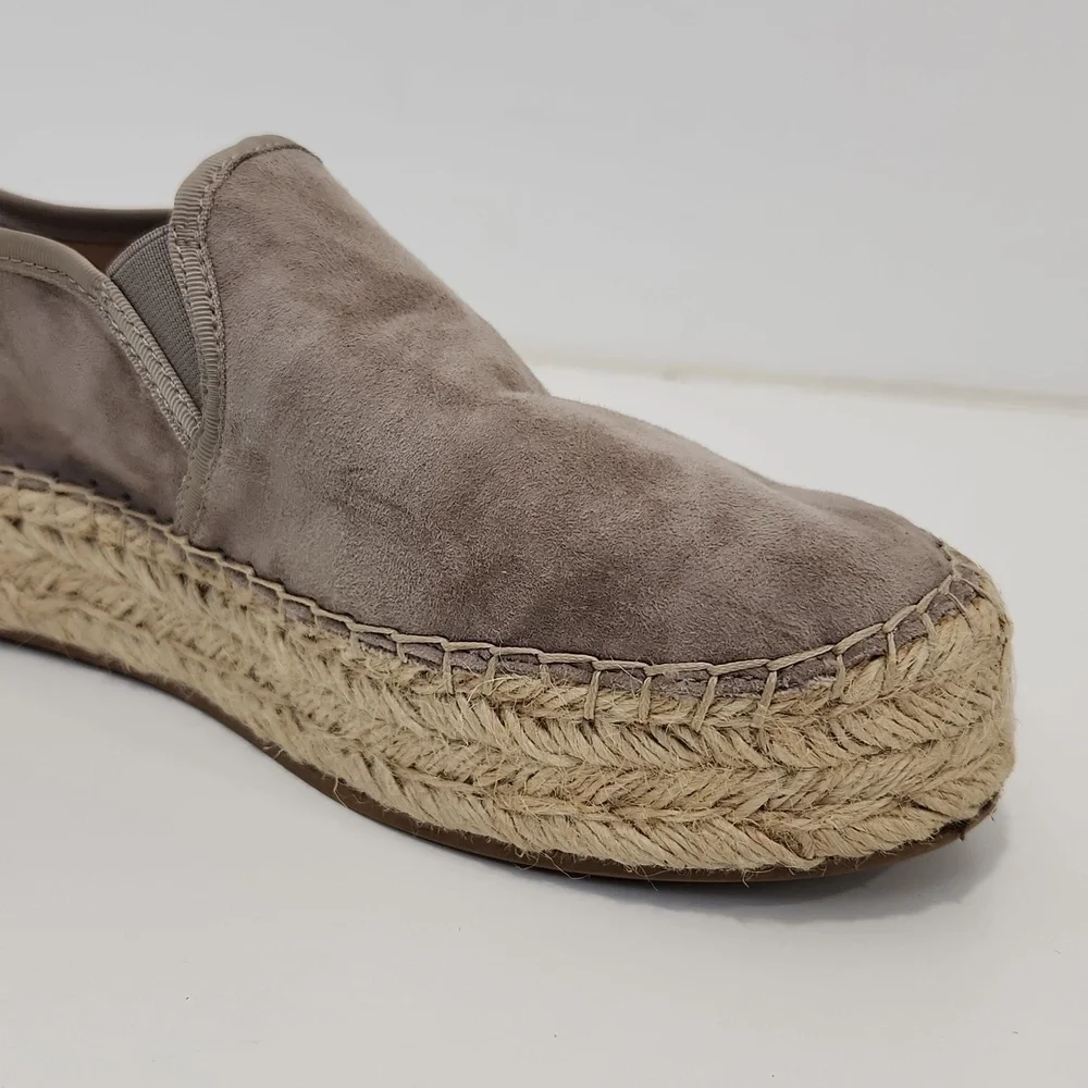 Sam Edelman Carrin Women's 9M Gray Suede Espadrille Platform Slip On Shoes EUC